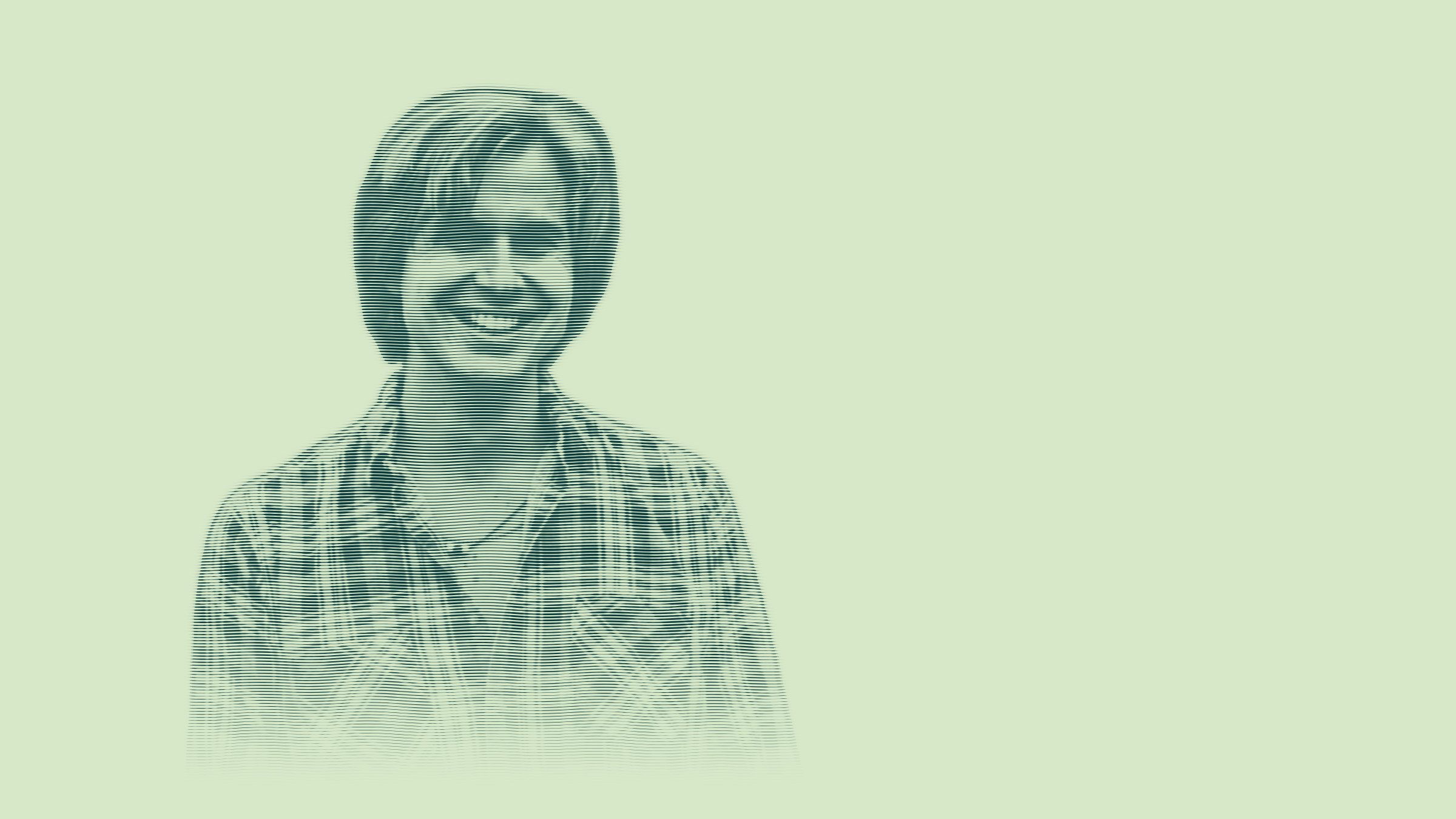 Engraved portrait of David Dewese smiling, in a plaid shirt.